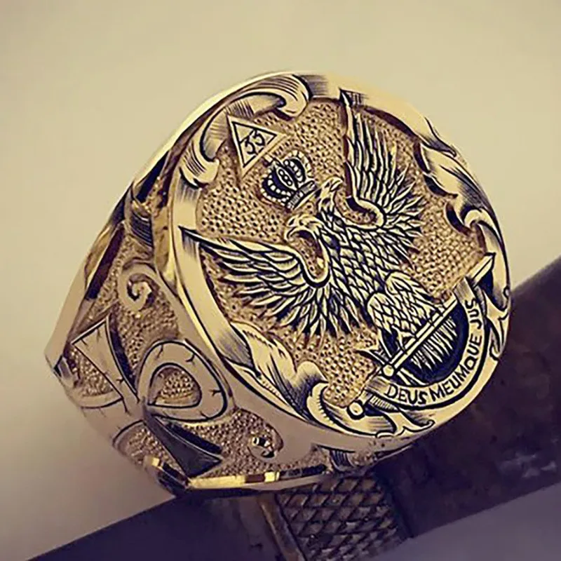 

Temperament Men's Ring Unique Badge Double Headed Eagle Ring Wedding Anniversary Casual Party Wings Jewelry
