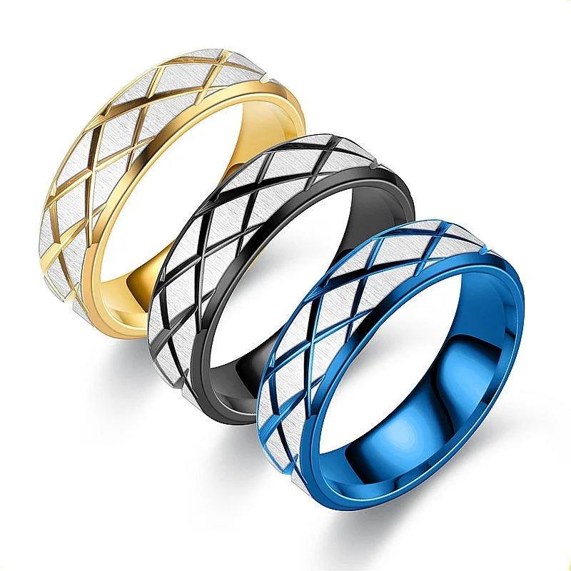 

Mesh Patterned Titanium Steel Ring Personality Creativity Stainless Steel Lovers Jewelry High-quality Fashion Jewelry Jewelry