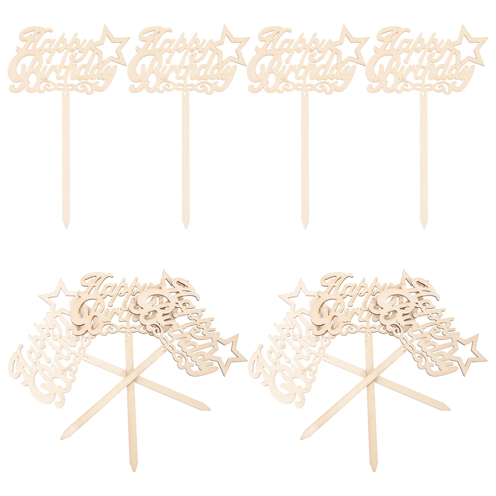 

10 Pcs Cupcake Topper Hat Wood Decoration Crafts Birthday Party Cutting Ornament