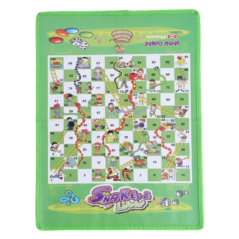 

Hot！1Set Snake Ladder Educational Kids Children Toys Interesting Board Game Set Portable Flying Chess Board Family Board Game