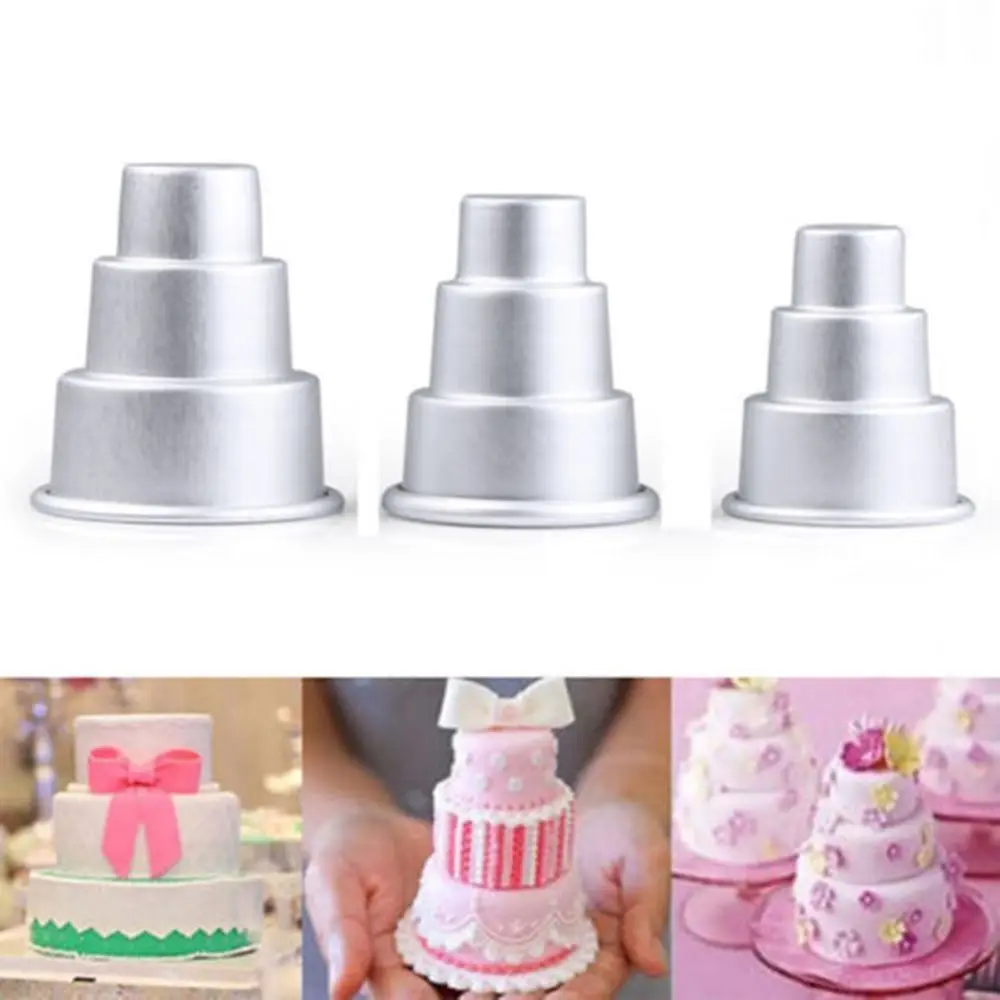 

Party Wedding Supply Aolly Mold DIY Mousse Muffin Pudding Pan Cupcake 3-Tier Cake Mould Jelly Cup
