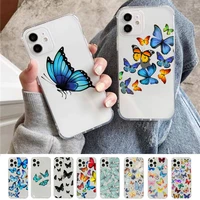 cute animal butterfly phone case for iphone 11 12 13 mini pro xs max 8 7 6 6s plus x 5s se 2020 xr clear case