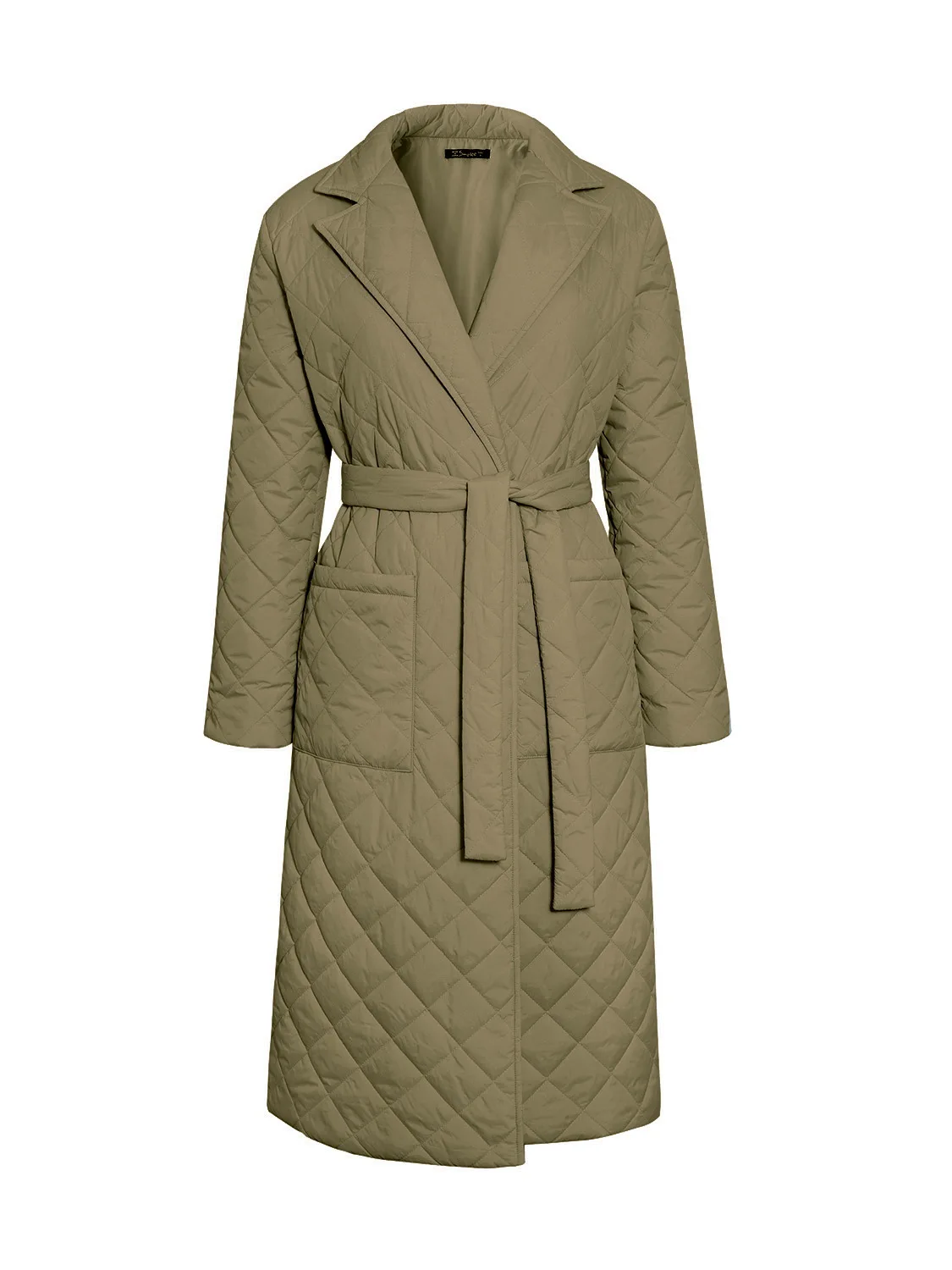 2022 new Woman Jacket Parkas Belted space cotton diamond plaid Coat Women's over the Knee Winter Clothing Coat