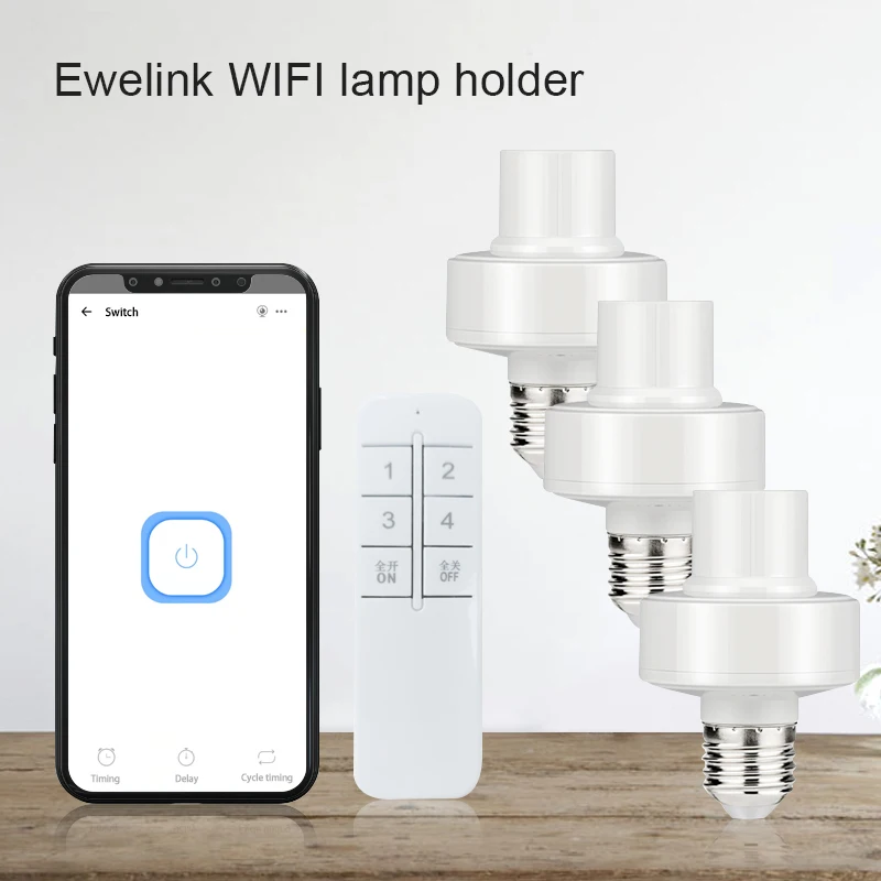 

WiFi Smart Light Bulb Adapter E27 90-250V Lamp Holder Wireless Voice Control with Alexa Google Home Assistant
