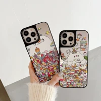 ins amusement park mirror phone cases for iphone 13 12 11 pro max xr xs max 8 x 7 se 2020 couple fashion shockproof soft case
