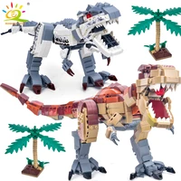 huiqibao jurassic indominus rex dinosaur world model building blocks city triceratops velociraptor dino park bricks children toy