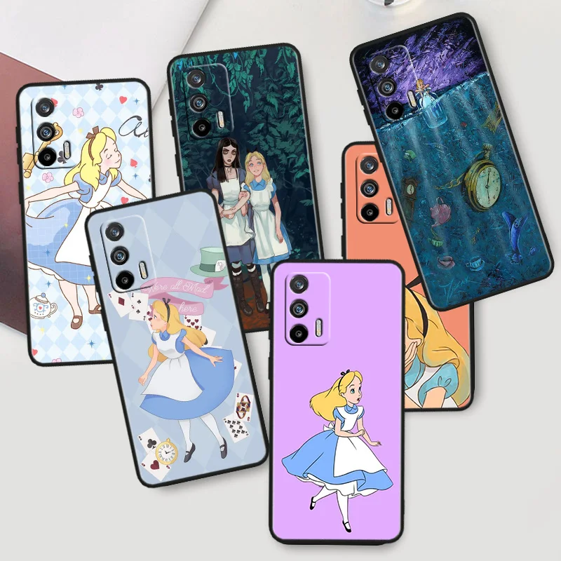 

Cute princess alice For OPPO Realme X50 X3 X2 GT2 Neo 3T Pro C35 C31 C30S C25S C21Y C15 C11 C3 C2 Black Phone Case