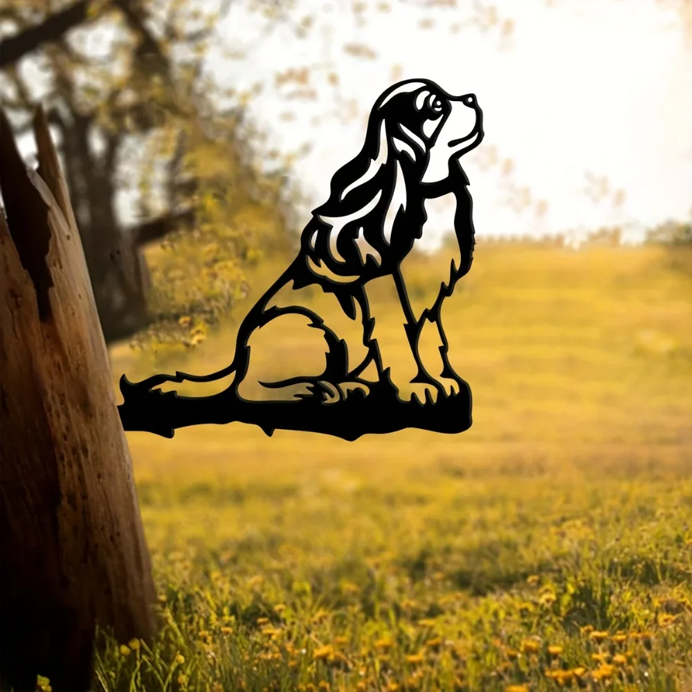Металлический Силуэт Знак Собаки-спаниеля Декоративный Садовый Кол Деревенский
