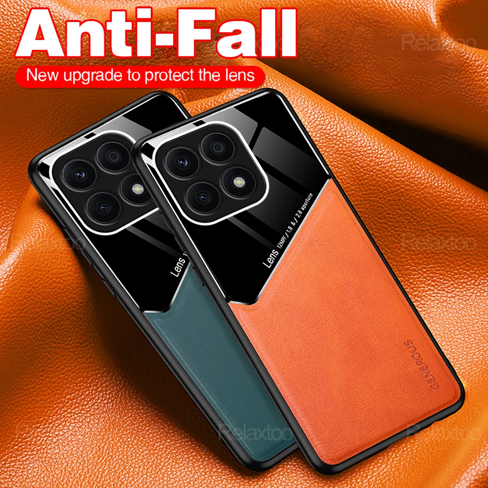 For Honor X8a 4G 2023 Case Leather Magnetic Car Back Cover Honar Hono X8 A X 8a HonorX8a Camera Protection Anti-fall Funda Coque