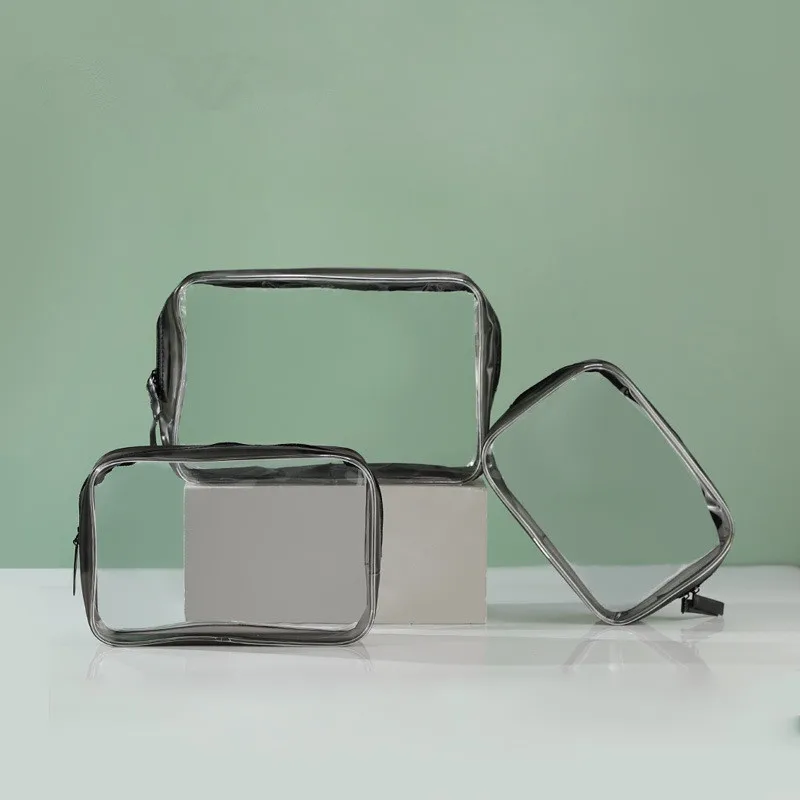 

PVC Cosmetic Bag Simple Transparent Makeup Storage Case Travel Essentials Waterproof Toiletrie Organizer Packaged Wholesale Bulk