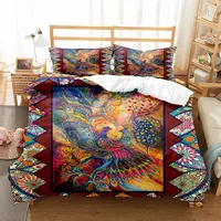 Cute Farmhouse Animal Duvet Cover Cartoon Style Western Wildlife Bedding Set Microfiber Peacock Quilt Cover King For Kids Adults