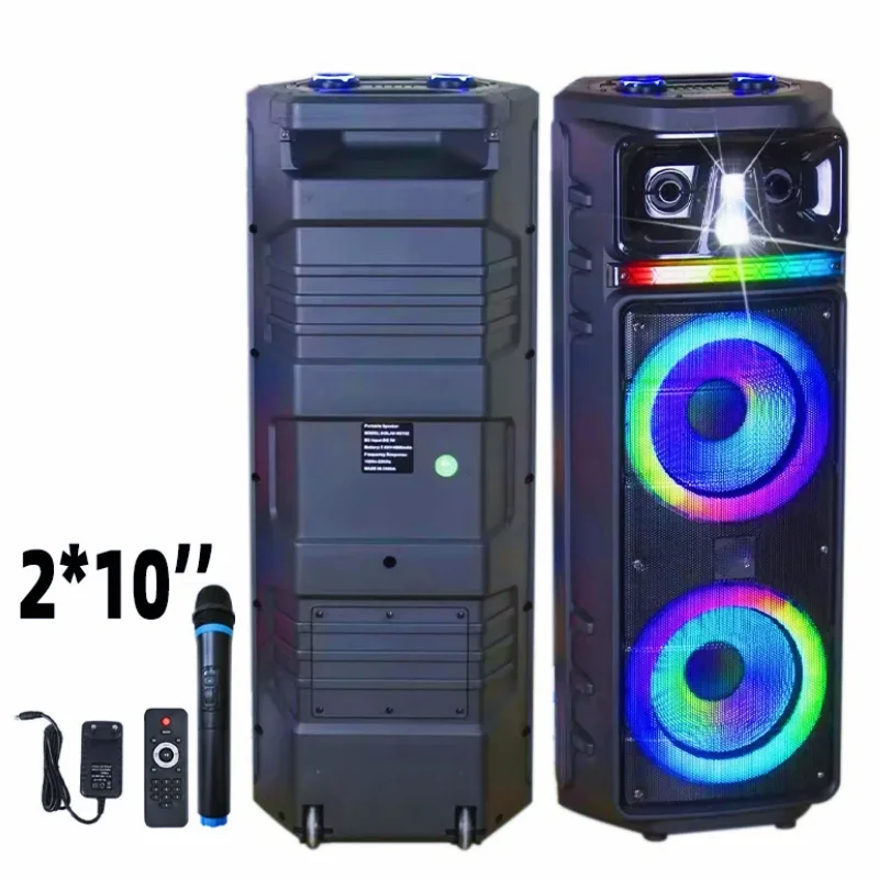 KOLAV-M2102 Boombox Double 10 Inch Horn Outdoor Square Dance Ultra Power Wireless Bluetooth Speaker Big TWS Good Quality Speaker
