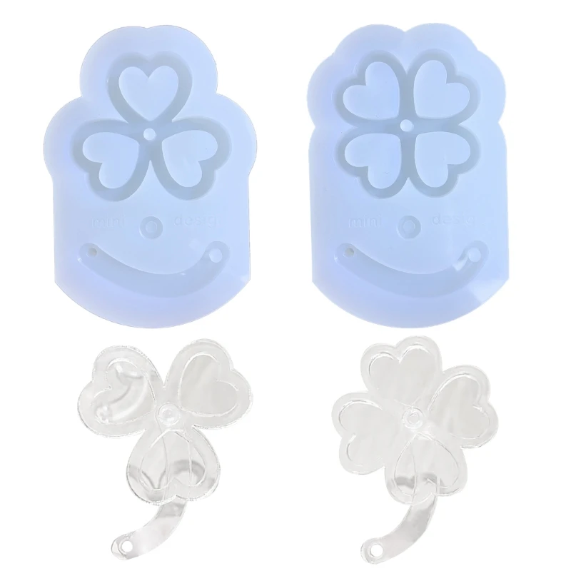 

Keychain Pendant Silicone Mold Rotatable Clovers Epoxy Resin Casting Mold for DIY Crafts Photo Frame Jewelry Making D0LC