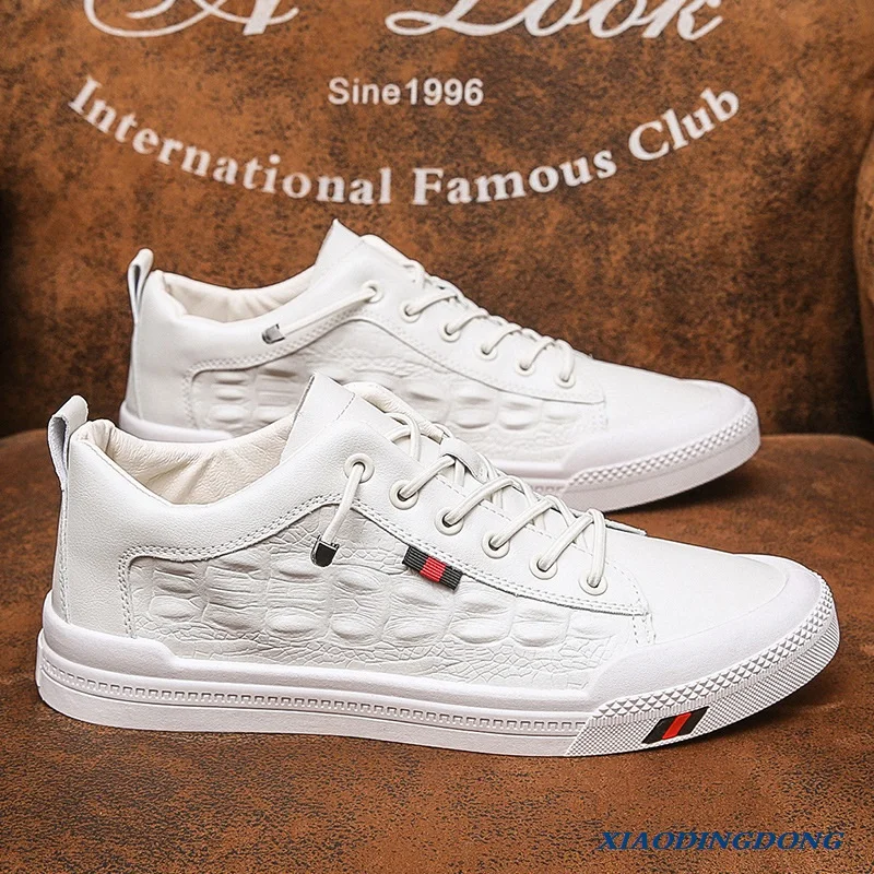 

Shoes Men's New Versatile Shoes White Men Vulcanized Shoes Casual Board Shoes Slip on Flat Shoes Summer Breathable Leather Shoes