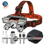 Прямая поставка, налобный фонарь с 5 светодиодами и встроенной батареей 18650, портативный фонарь с USB-зарядкой, фонарь для кемпинга на открытом воздухе