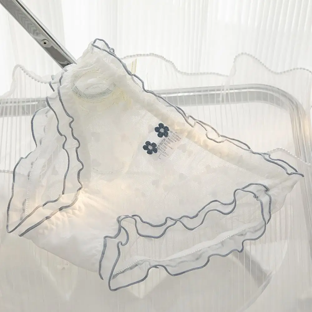 

Cute Love Heart Underwear Female Lingerie Sweet Lolita Flower Lace Mesh Briefs Women Ruffles Panties Breathable Panties