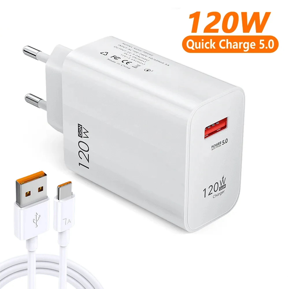 

120W USB Charger Fast Charging QC3.0 USB C Cable Type C Cable Mobile Phone Chargers For Huawei Xiaomi iPhone 14 13 Quick Charge