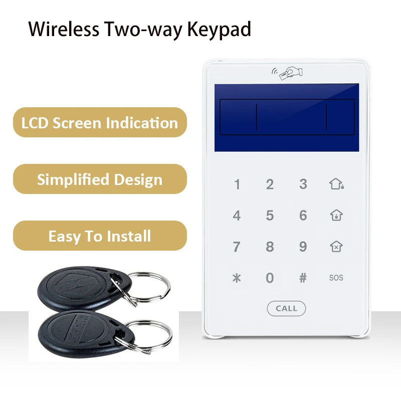 

Wireless 433MHz Password Two-way Keyboard Touch Keypad with 2pcs RFID Reading Tag Arm/Disarm for Focus ST-IIIB, ST-VGT, HA-VGW