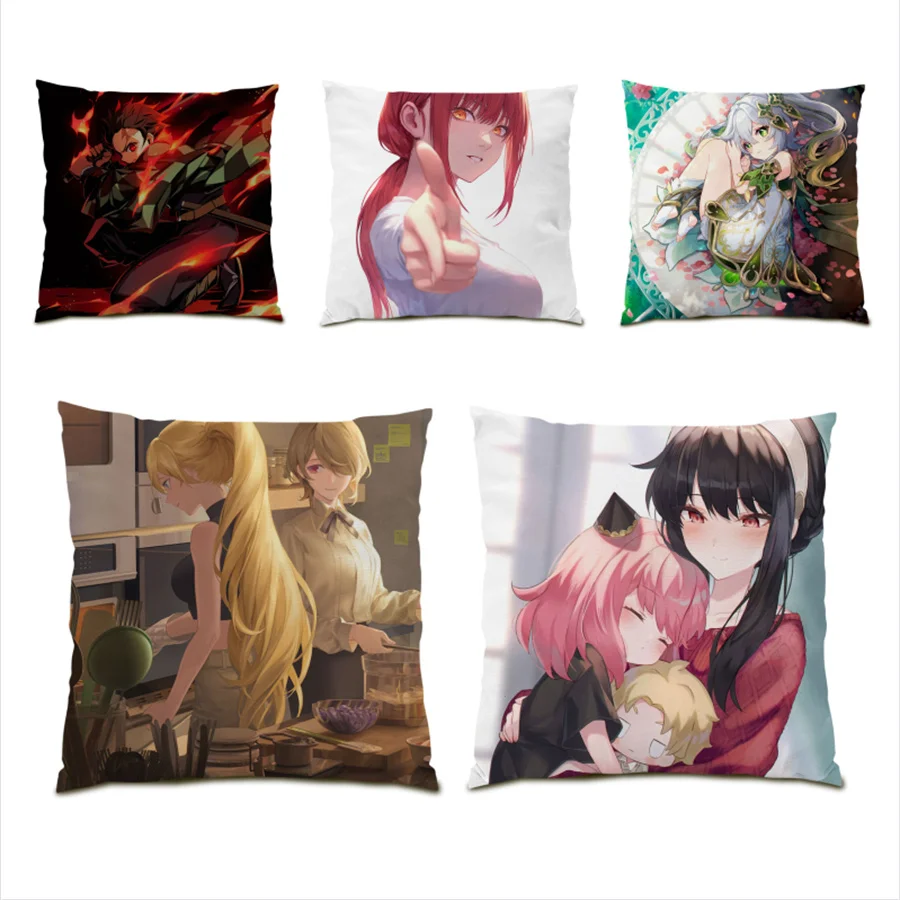 

Cushion Cover 45x45 Cushions Covers Simple Living Room Decoration Polyester Linen Home Velvet Fabric Anime Pattern Pillow E0890