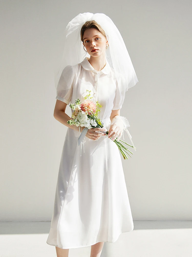 FSLE простой стиль французское белое женское летнее 2024 нишевое сертифицированное