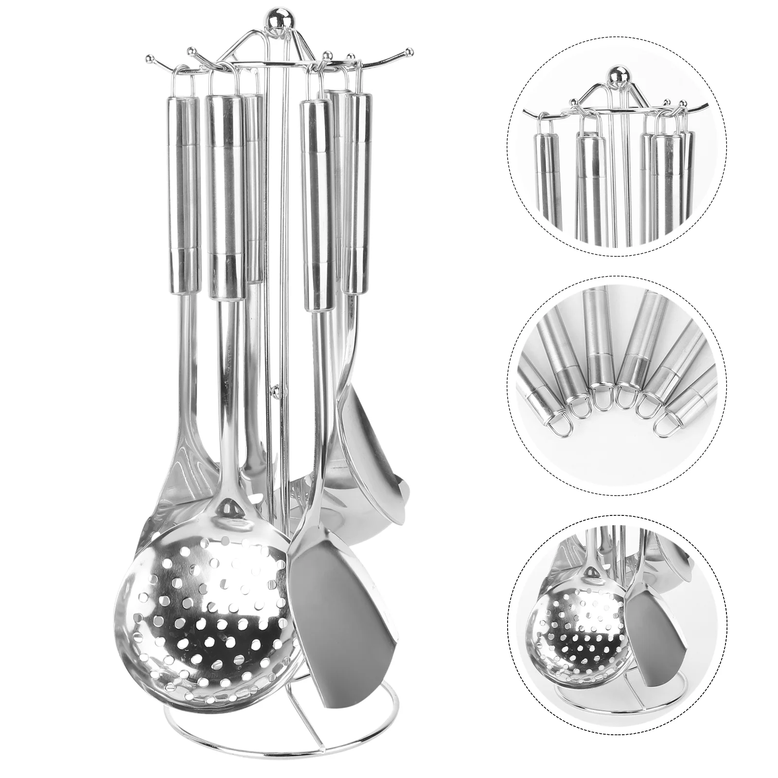 

6 Pieces Stainless Steel Nonstick Kitchen Cookware Set and 1PC Storage Stand Rack for Restaurant Home Hotel