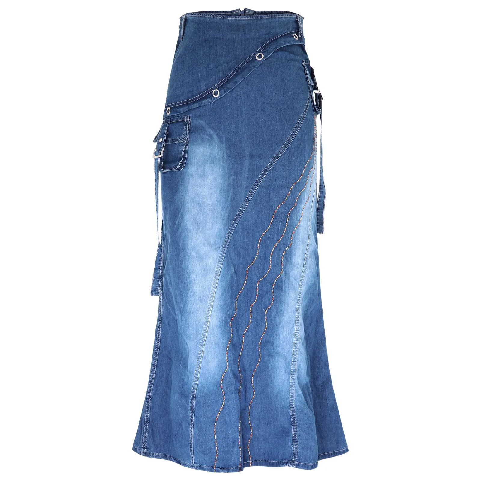 

Длинное женское платье-юбка на молнии с карманами, джинсовое Женское Платье До Колена, женское платье