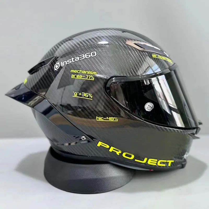 Шлем мотоциклетный из углеродного волокна светящийся на все лицо большой