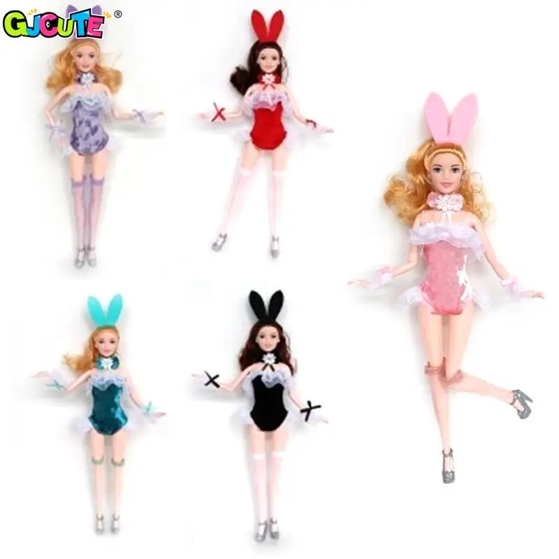 

1Set Doll Clothes Short Sleeve Shorts Sexy Bunny Dress Headband Stockings Party Uniform For 30CM Doll