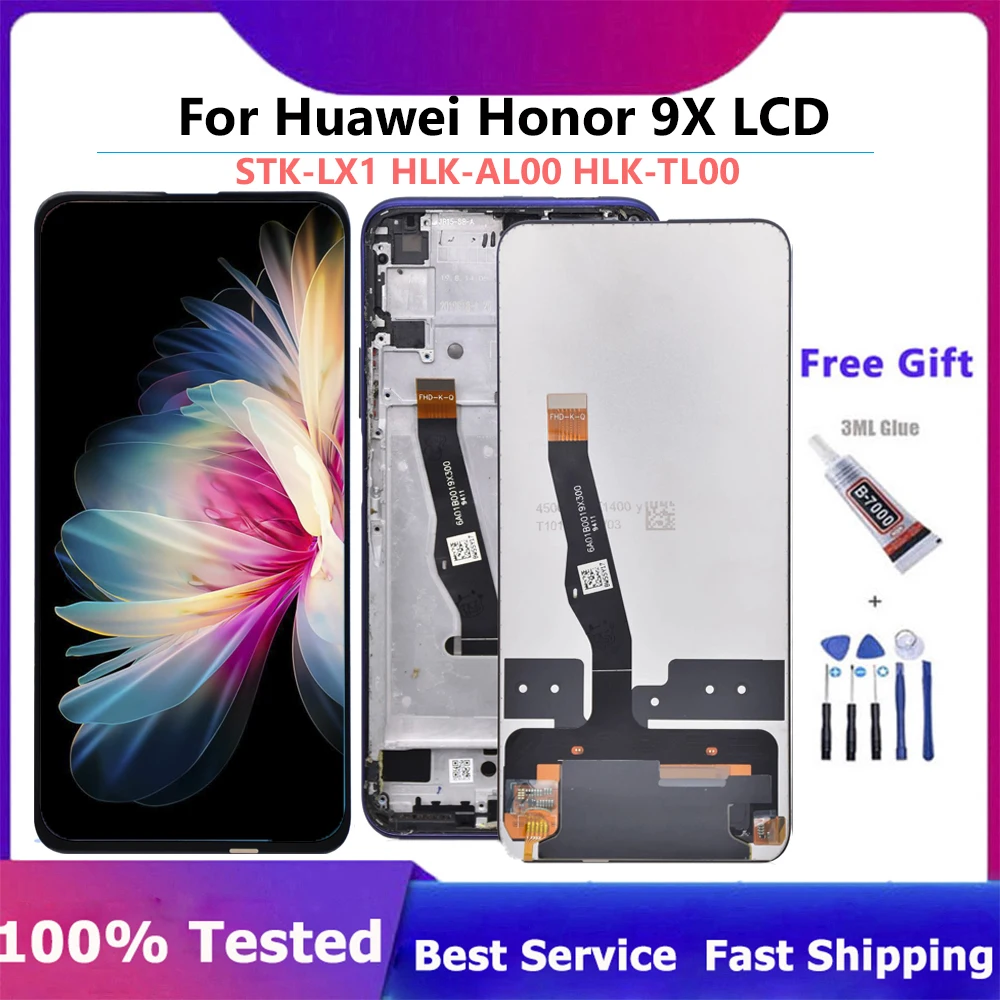 

Screen For Huawei Honor 9X LCD Display Touch Screen Digitizer Assembly With Frame For Honor9X STK-LX1 HLK-AL00 HLK-TL00