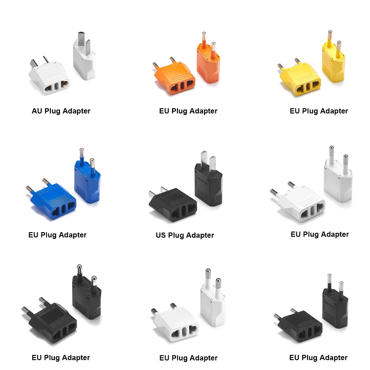 Korea Euro European Eu To Us American Australia Russia China Travel Adapter 2pin Ac Converter Power Plug