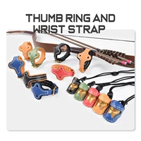 1pcs nika archery new soft leather brass thumb armor ming guang archery thumb ring and wrist strap archery finger protector