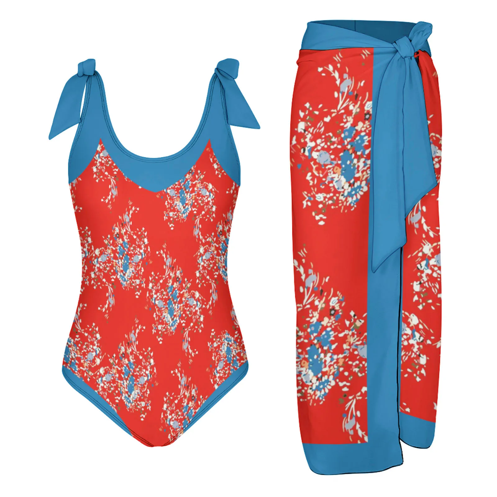 

Женский винтажный купальник с цветочным принтом и высокой талией, 1 шт.