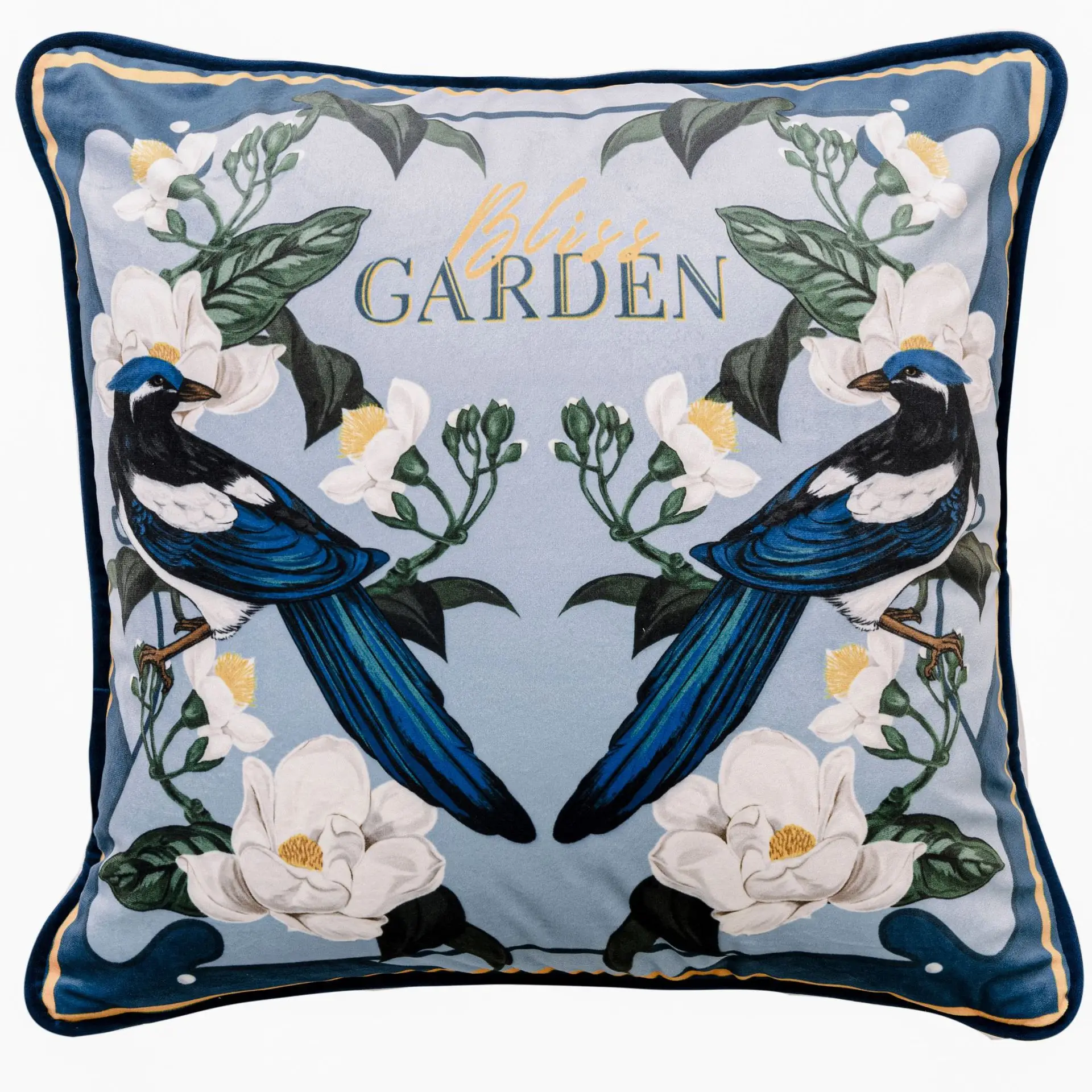 

Бархатная декоративная наволочка с принтом цветы и птицы