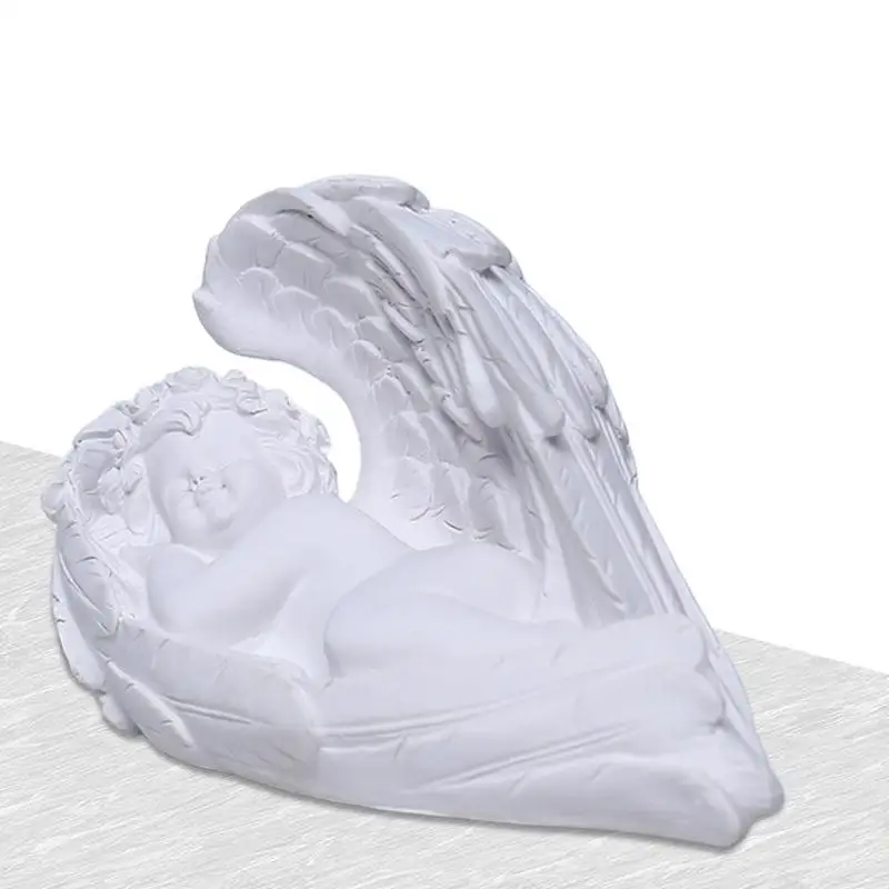 

White Angel Figurine Cherubs Statue Decor Christmas Memorial Sculpture Sleeping Baby Angel Statue Lying Angel Statue