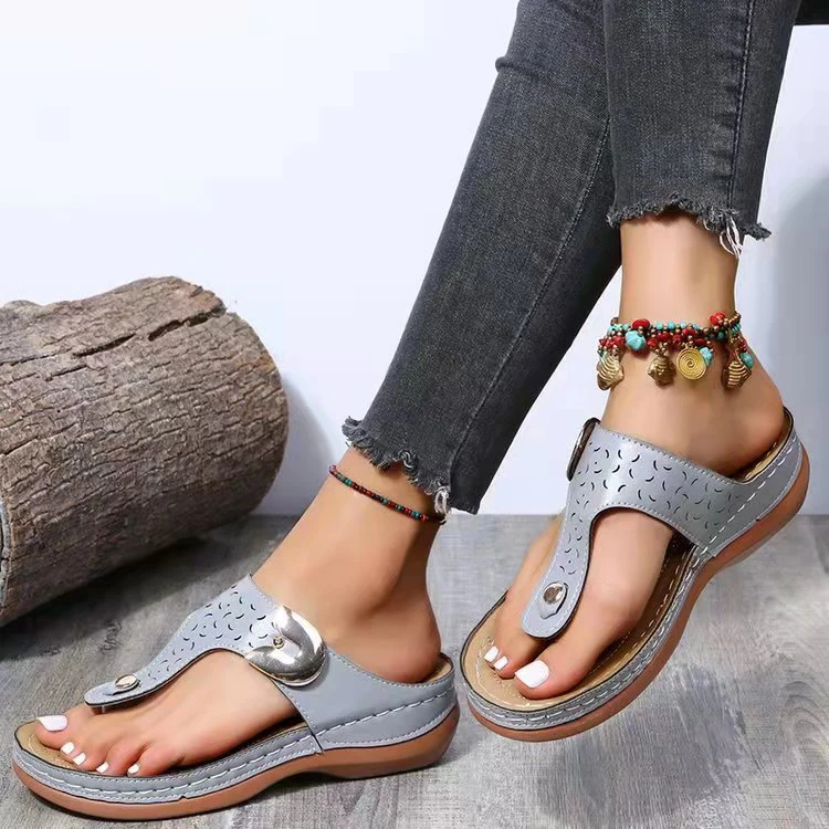 

Summer Beach Wedges Ladies Shoes For Retro Casual Women Flat Platform Sandals Mid-heel Shoe Flower Shoes Flip-flops Sandals