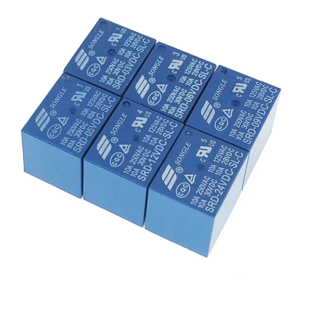 5 шт. релейка SRD-03V 05V 09V 12V 24V 48VDC-SL-A-SL-C 4 контакта контактов