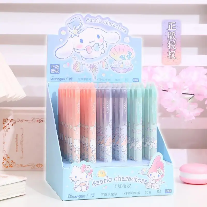 

Kawaii Sanrio Erasable Ballpoint Pen Student Stationery Cartoon MyMelody Cinnamoroll Hellokittys 0.5Mm Black Press Pen Kids Gift