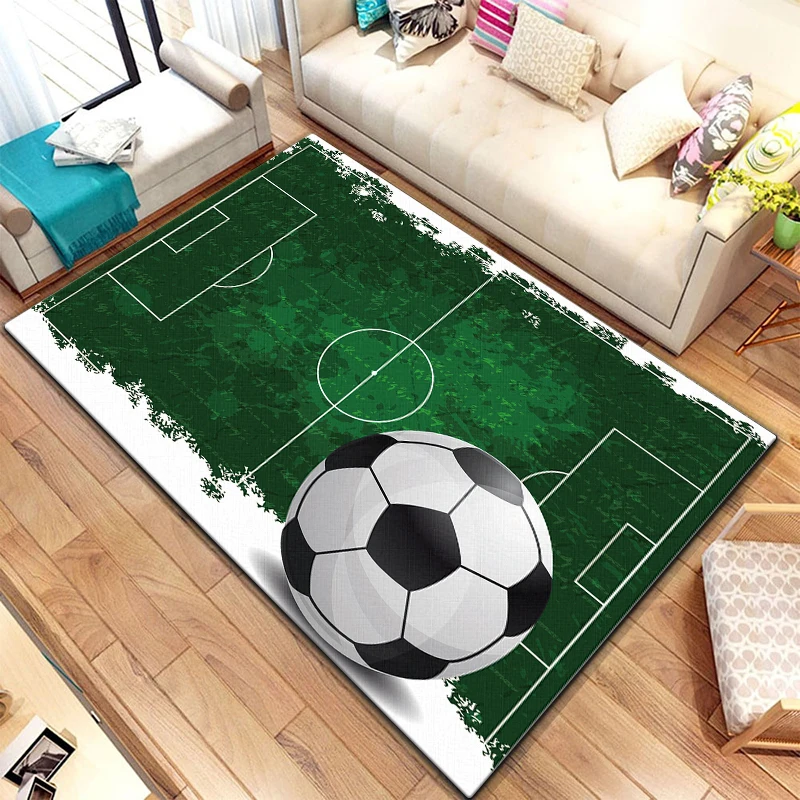 

3d Soccer Football Sports Silhouette Pattern Carpet for Living Room Rugs Camping Picnic Mat Anti-Slip Rug Crawl Mat Fans Gift