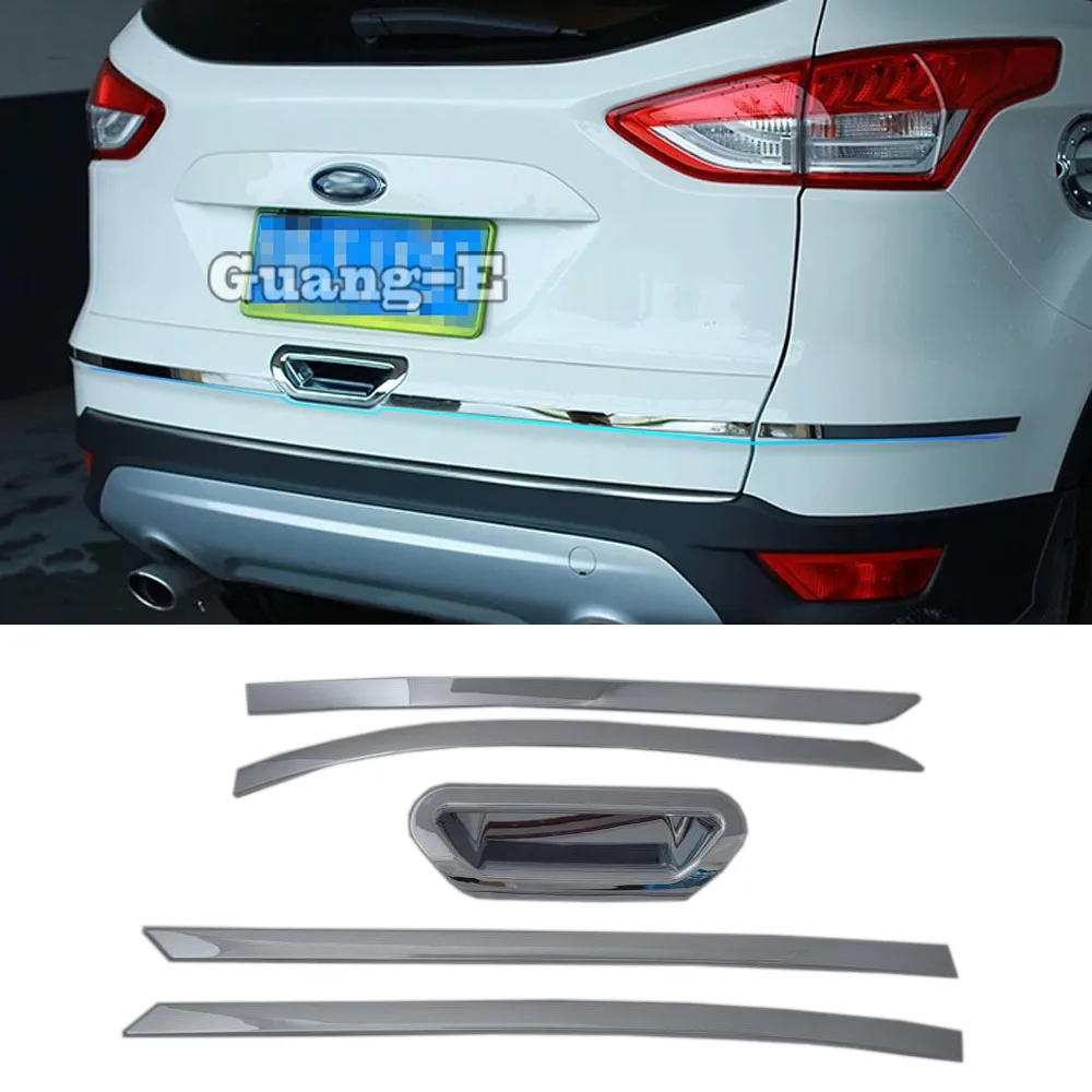 

Для Ford Kuga Escape 2013 2014 2015 2016 корпус автомобиля из АБС-пластика хромированная задняя дверь багажник Задняя дверь + дверная ручка рамка пластина отделка 5 шт.