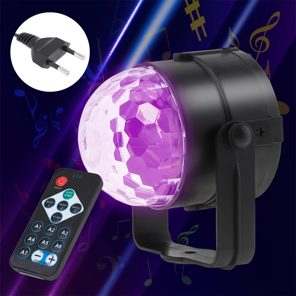 Mini Crystal Ball AC100 - 240V 3W UV Purple Light Disco Ball Party Stage Remote Control for KTV / Stage / Car / Home