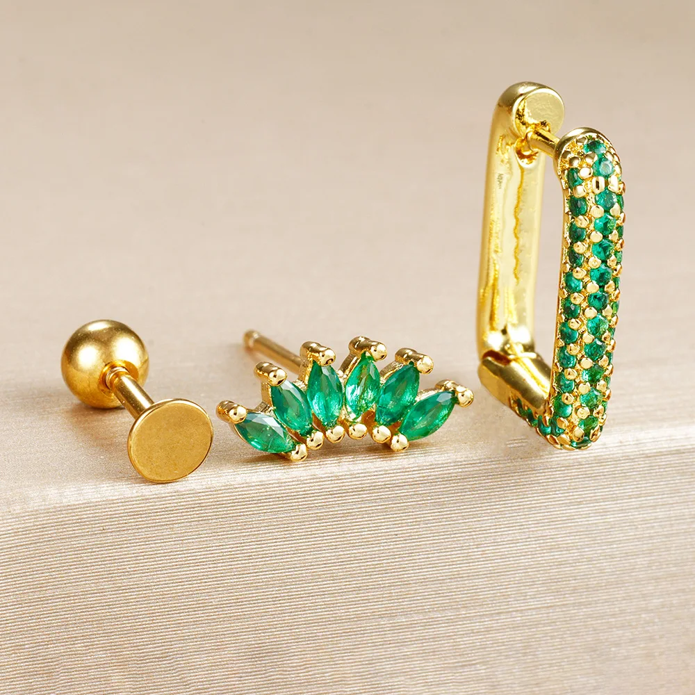 3 шт. модные геометрические U-образные серьги-гвоздики универсальные