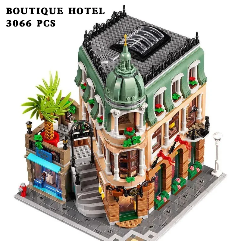 

With 7 MINI Figures Boutique Hotel City StreetView Modular Building Blocks Bricks Compatible 10297 Toy Birthday Christmas Gift