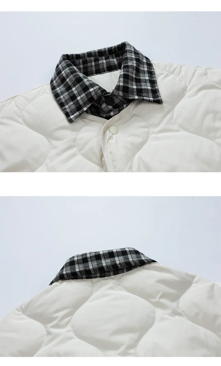 Мужской пуховик уличная куртка в стиле пэчворк с отложным воротником однотонная