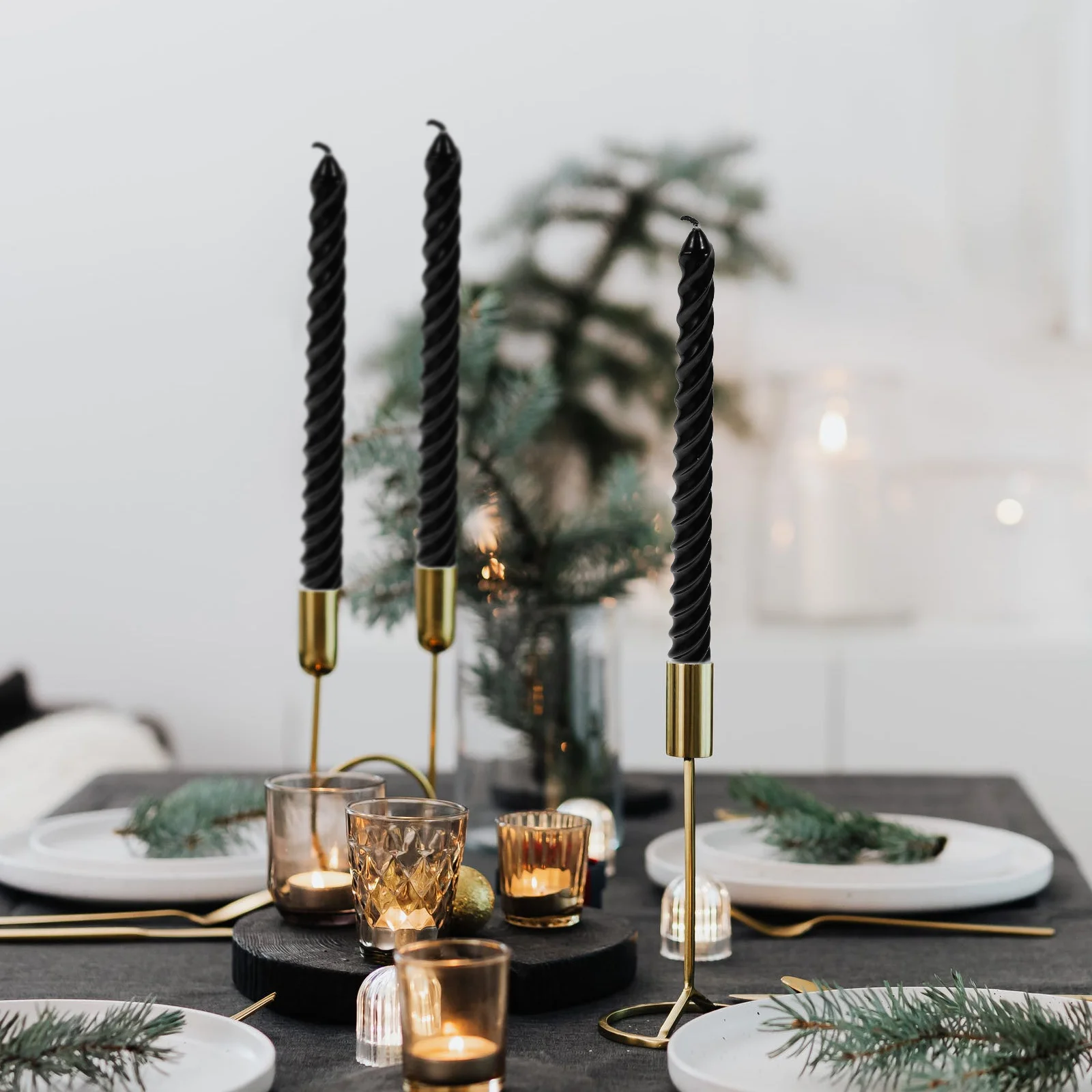 4 шт. конические свечи с резьбой и длинным стеблем для ужина декоративная