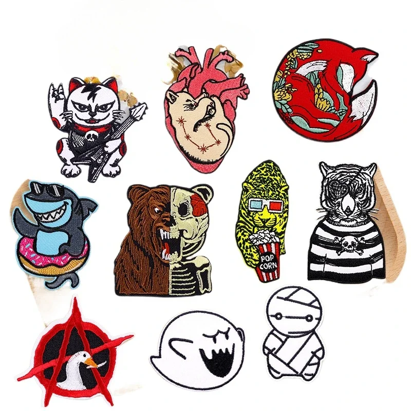 30 шт./лот роскошная нашивка с вышивкой в стиле аниме гусь тигр призрак медведь