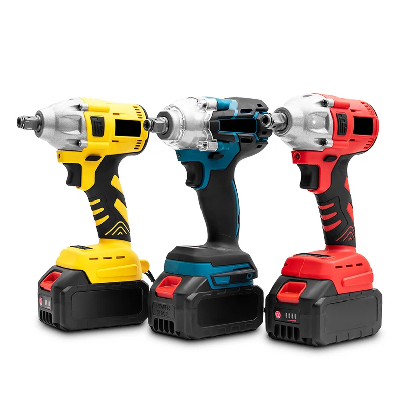 Cordless Electric Impact Wrench with LED Light Wrench Socket Lithium Ion Battery Hand Drill Installing Car Tire Power Tools