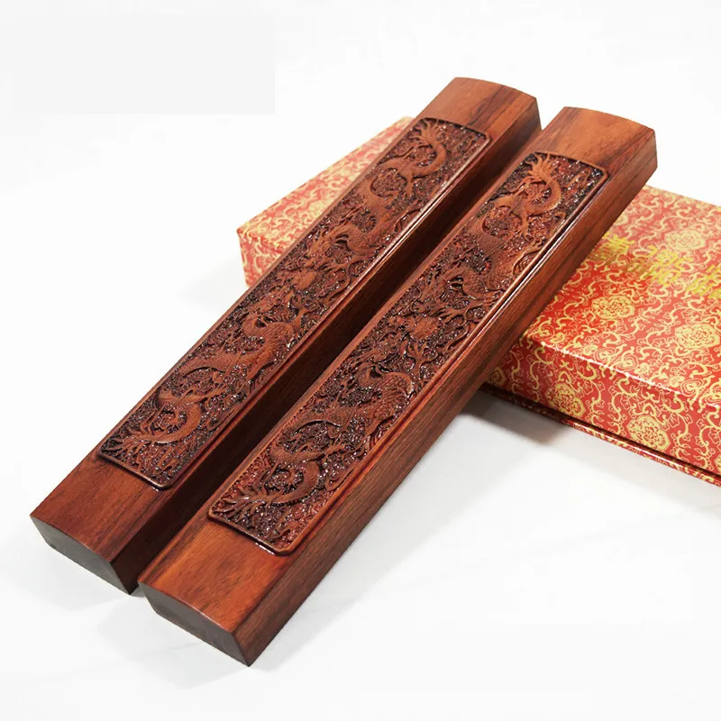 Overweighted Paperweights Red Rosewood Engraving Handcrafts Special Large Paperweights Chinese Calligraphy Painting Paperweights