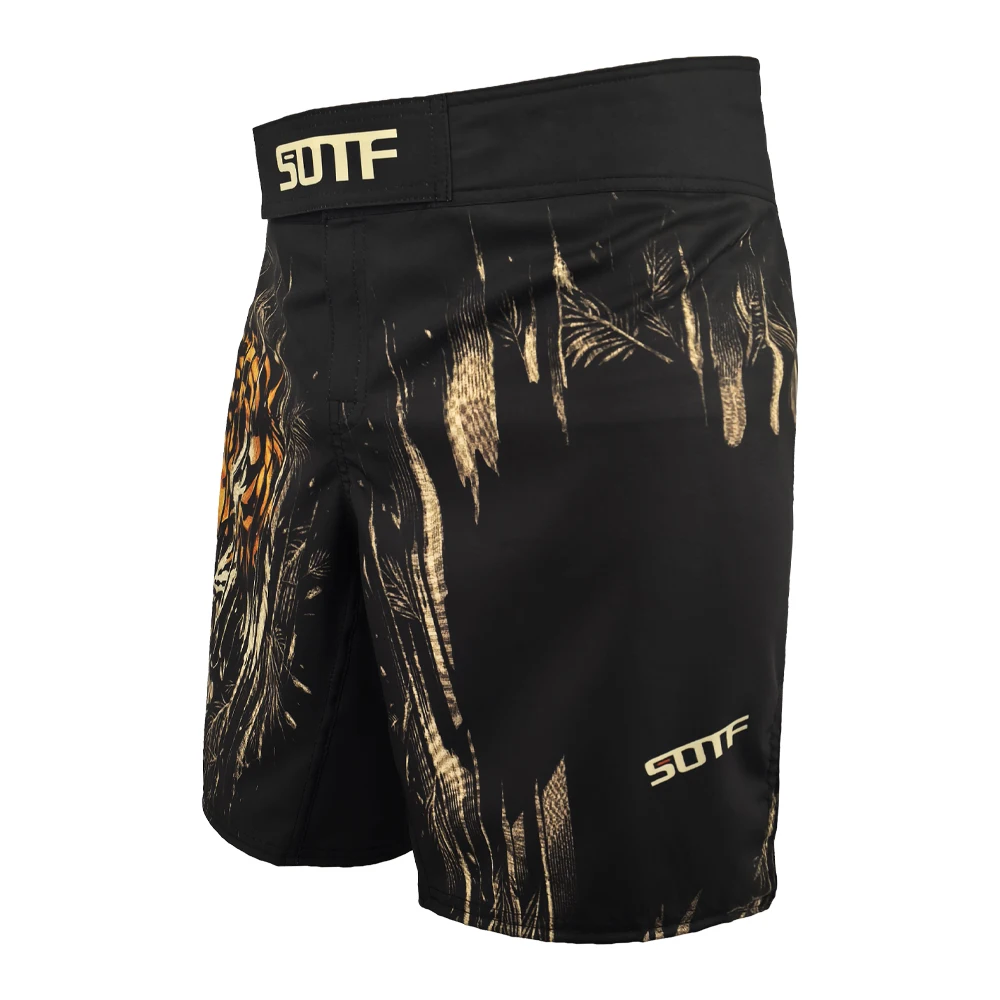 Фото Боксерские шорты SOTF MMA для взрослых с принтом змеи и красным геометрическим узором, для тайского бокса, ММА, Санда, спортивная одежда №2