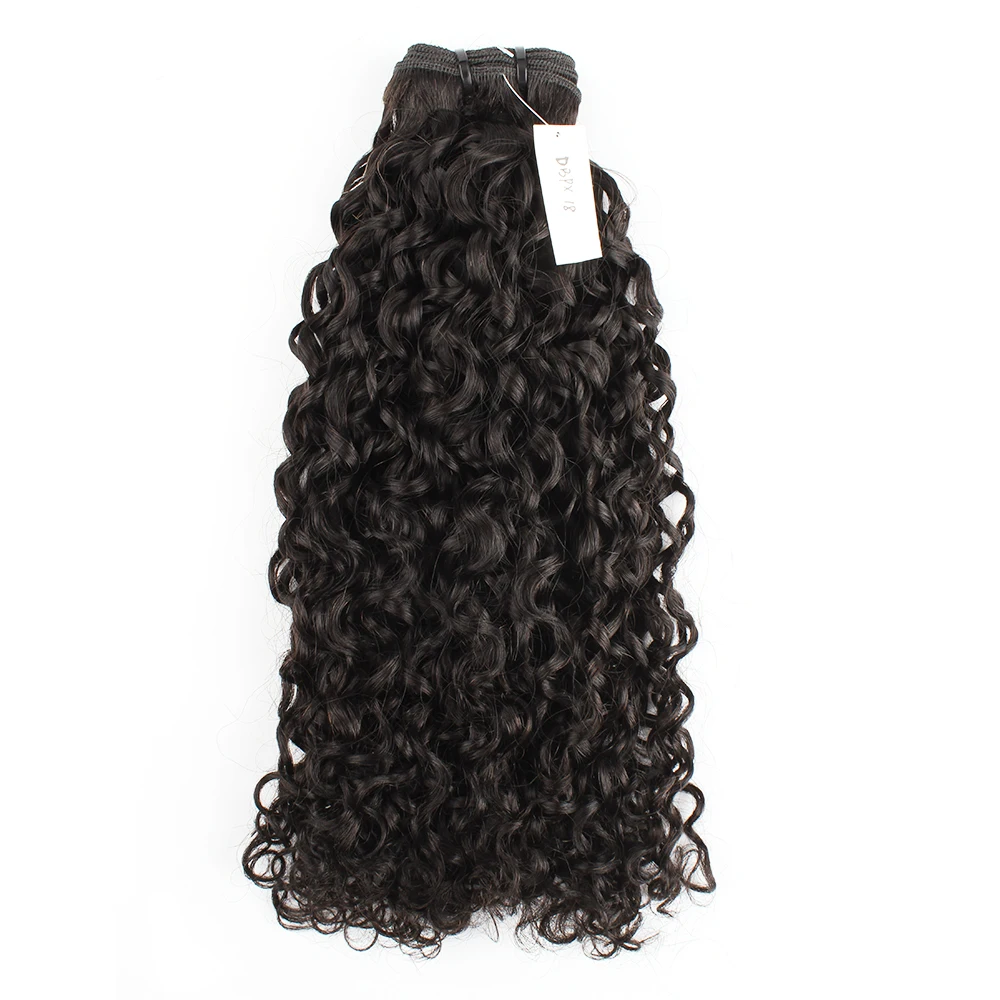 Double Drawn Hair Bundles Bone Straight Virgin Peruvian Human Hair Extension Deep Wave Cuticle Aligned Kinky Curly Black Wefts images - 6
