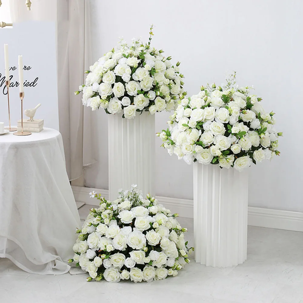 

Large White Rose Hydrangea Artificial Flower Ball Wedding Table Floral Centerpieces Decor Road Leads Flowers Party Props